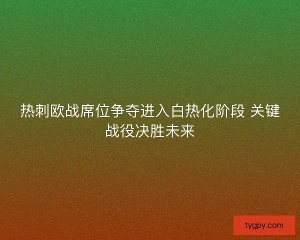热刺欧战席位争夺进入白热化阶段 关键战役决胜未来